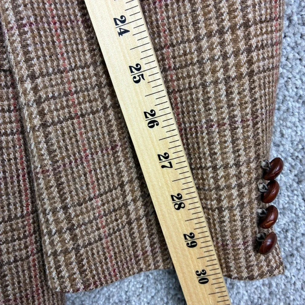 VintGlen Check Plaid Wool Blazer Brown Ivy League Academia Professor Preppy 42L